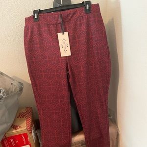 Nanette Lepore Red Patterned Straight Leg Pants